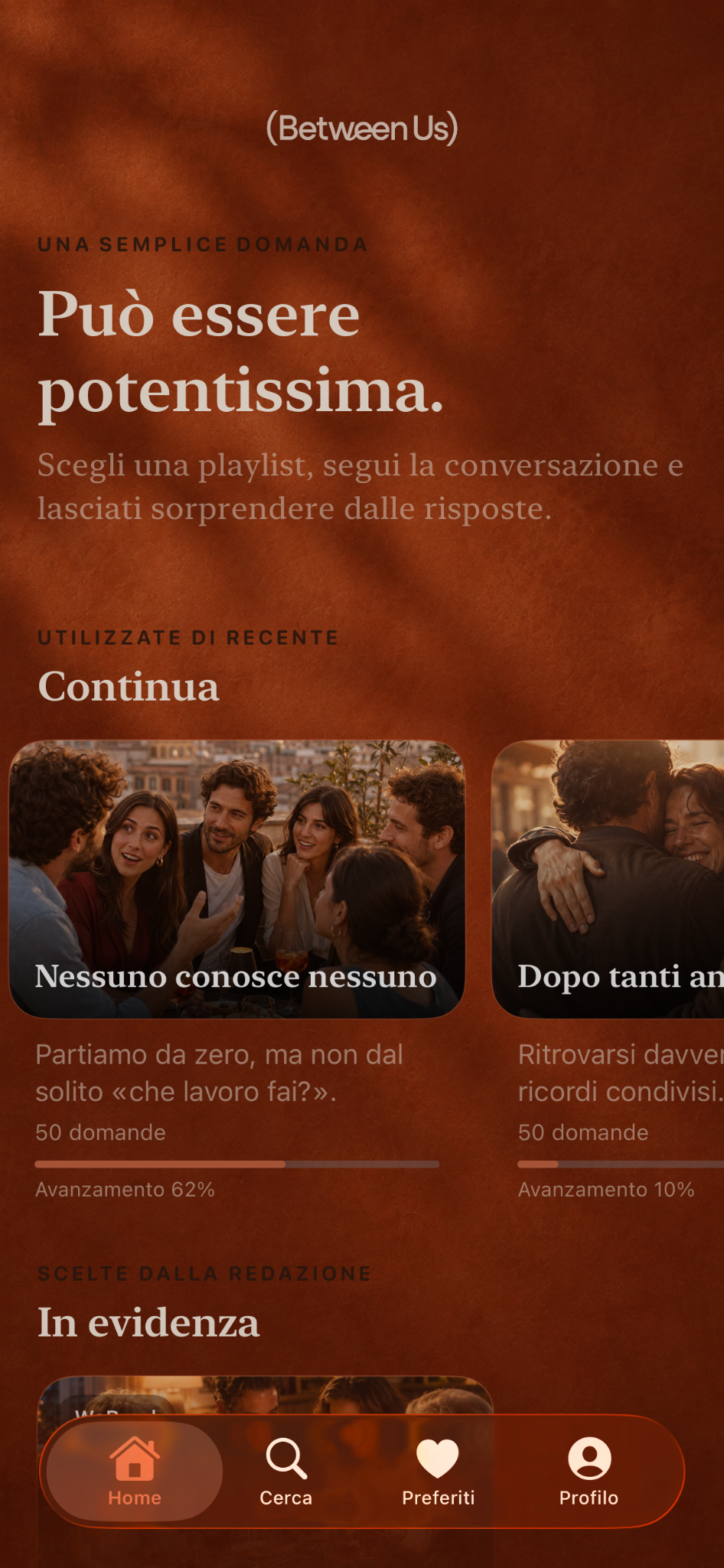Schermata principale dell’app Between Us